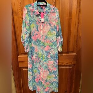 Lilly Pulitzer NWT Natalie Maxi Coverup Dress Size L